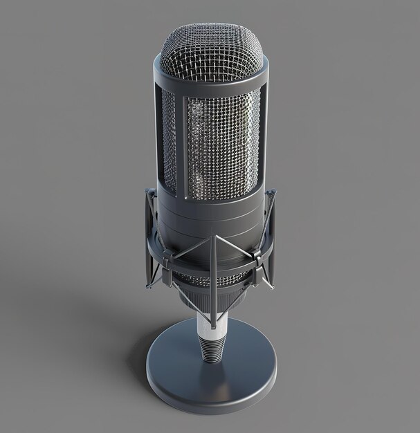 Um microfone de estúdio profissional que destaca o design sofisticado e o artesanato superior para uma gravação de áudio ideal