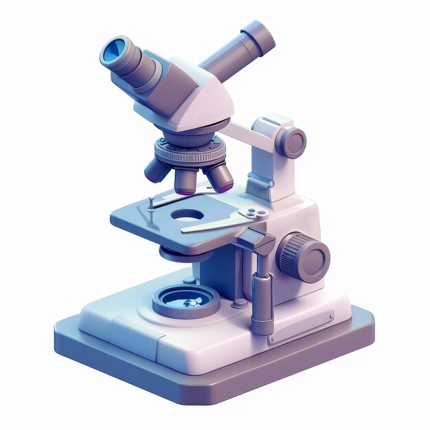 Foto um microscópio um símbolo de exploração científica de química farmacêutica microbiologia 3d ícone moderno com um estilo de desenho animado minimalista