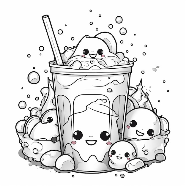 COMO DESENHAR UM MILK SHAKE - COMO DESENHAR UM CAPPUCCINO - DESENHAR E  COLORIR UM MILK SHAKE KAWAII 