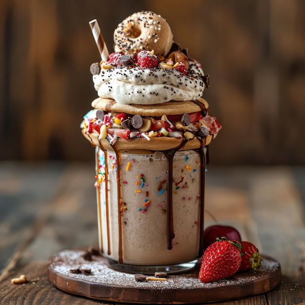 Um milkshake de chocolate caseiro.