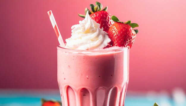 Um milkshake de morango.