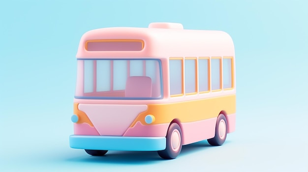 um minúsculo ônibus 3D pastel que incorpora fofura e charme Uma deliciosa adição a qualquer coleção, este minúsculo ônibus convida você a explorar um mundo onde até as menores coisas podem evocar imensa alegria