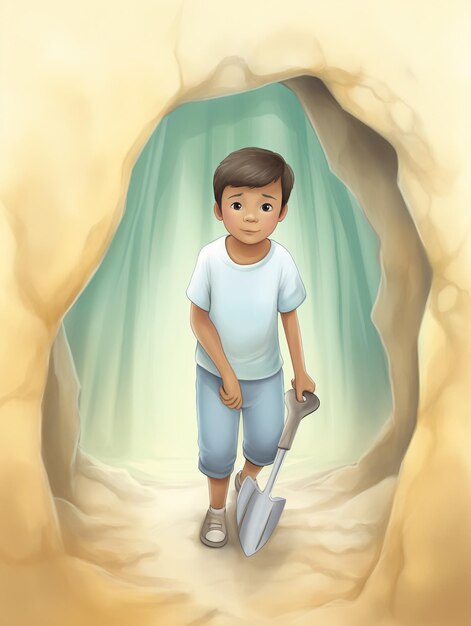 Um miúdo com uma pá mágica que escava portais para mundos subterrâneos.