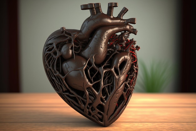 Um modelo 3D de um coração com as palavras coração nele