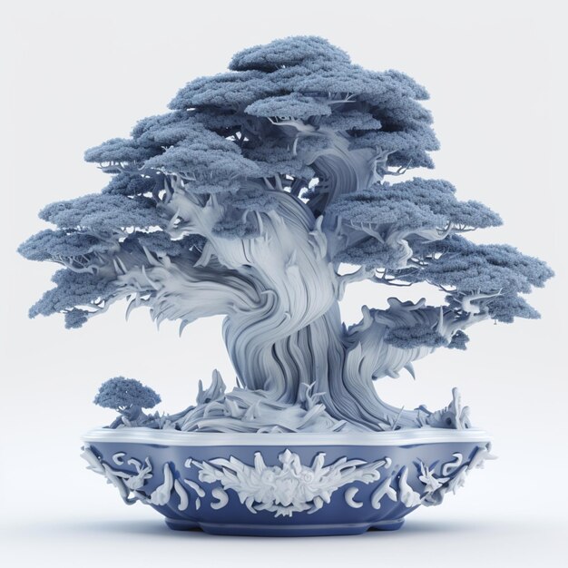 Foto um modelo 3d de uma árvore de bonsai.