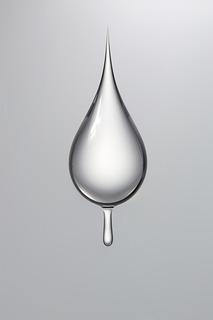Foto um modelo 3d de uma gota de água minimalista com uma sombra sutil