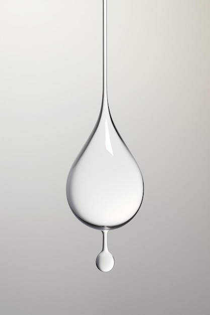 um modelo 3D de uma gota de água minimalista com uma sombra sutil