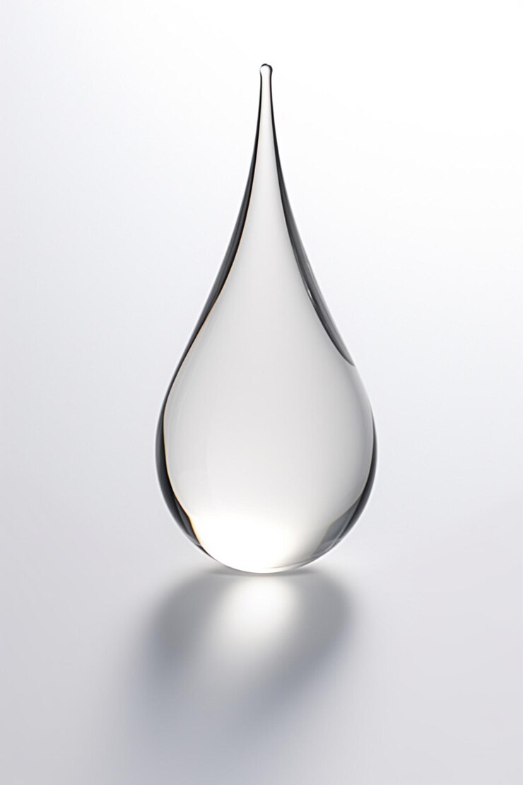 Foto um modelo 3d de uma gota de água minimalista com uma sombra sutil