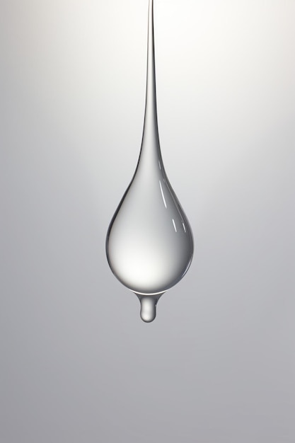 um modelo 3D de uma gota de água minimalista com uma sombra sutil