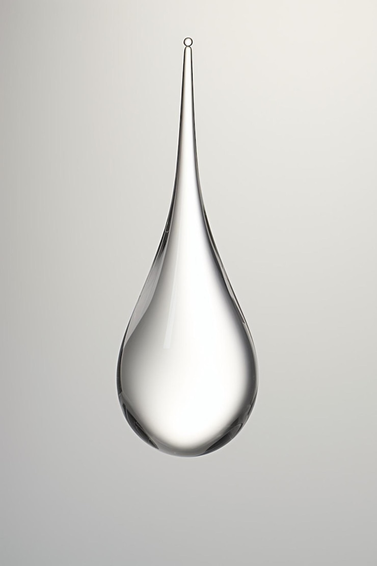 Foto um modelo 3d de uma gota de água minimalista com uma sombra sutil