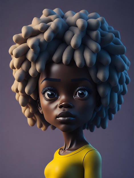 Um modelo 3d de uma menina com dreadlocks