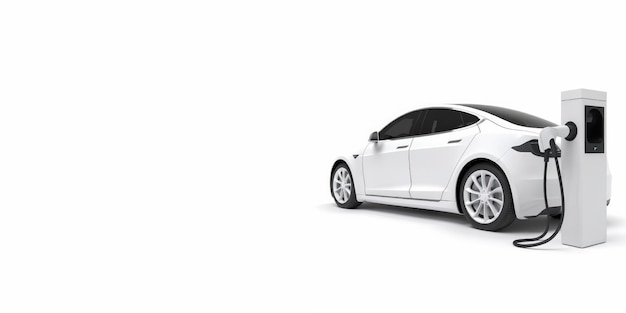 Um modelo branco da Tesla está sobre um fundo branco.