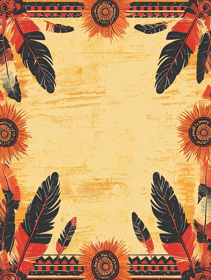 Foto um modelo de cartaz personalizável para celebrar o mês da herança nativa americana completo com bordas decorativas e espaço para mensagens personalizadas