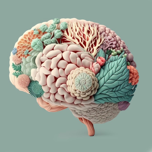 Um modelo de um cérebro humano com o cérebro rotulado como um cérebro.