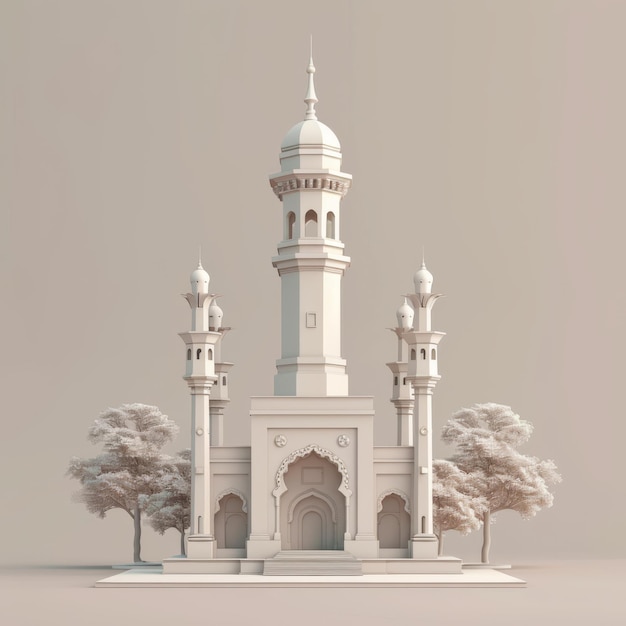 um modelo de um edifício branco com uma torre que diz a palavra citação sobre ele