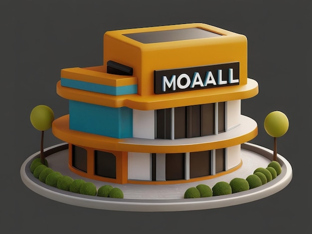 um modelo de um edifício com a palavra alum nele