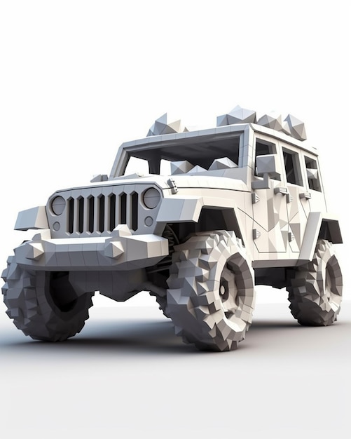 Um modelo de um jipe com a palavra jeep nele