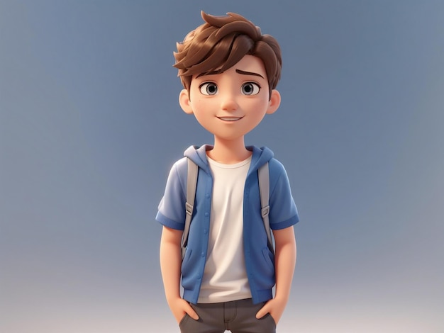 um modelo de um menino com uma jaqueta azul que diz " ele é um menino "
