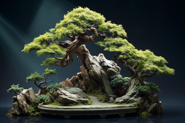 um modelo de uma árvore de bonsai.