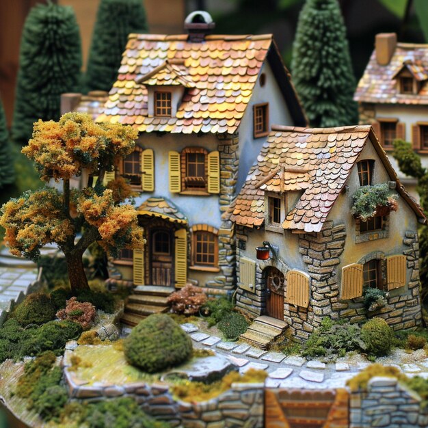 Foto um modelo de uma casa com uma casa na frente