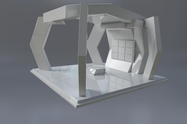 Foto um modelo de uma sala com hexágonos brancos e um hexágono branco.