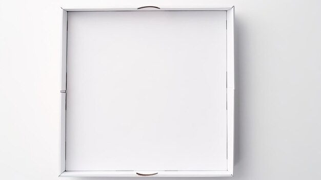 Um modelo detalhado de uma caixa de pizza isolada em top view de fundo branco