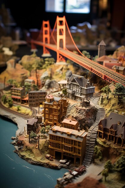 um modelo detalhado em miniatura de São Francisco usando vários materiais