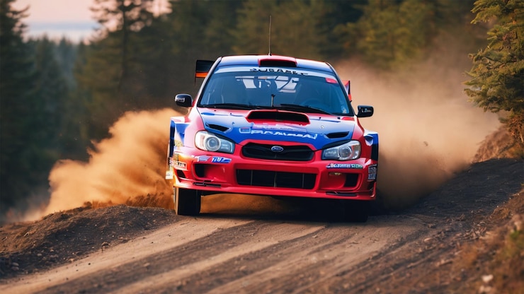 Foto um modelo vermelho de automóvel de corrida fazendo uma deriva na areia