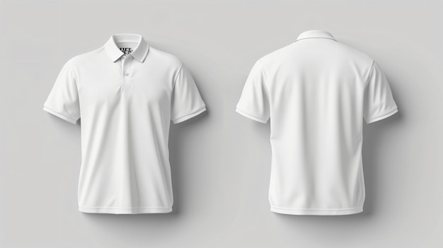 Um modelo versátil de camisa polo branca perfeito para mostrar seus próprios projetos esta tela em branco permite que você personalize facilmente a frente e a parte de trás, tornando-a ideal para marca e promoção