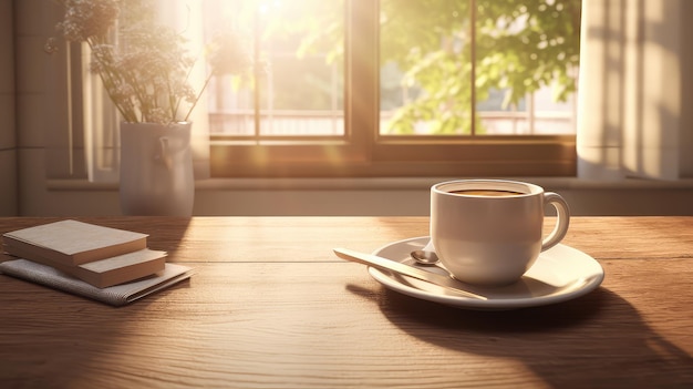 Um momento matinal tranquilo com uma xícara de café ultra