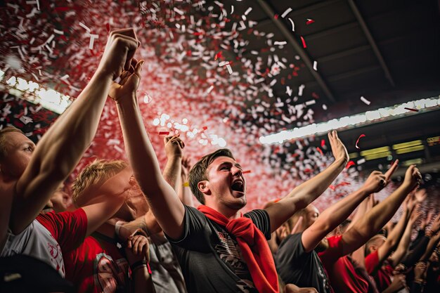 Foto um momento triunfante em um estádio de futebol lotado como 1