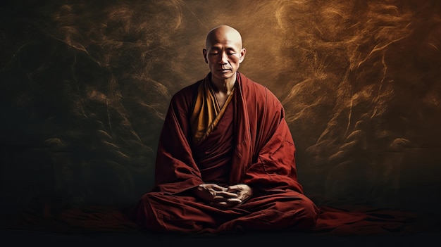 Um monge tibetano em meditação