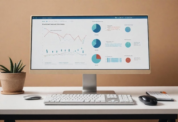 um monitor de computador com um gráfico na tela e um gráfico no ecrã