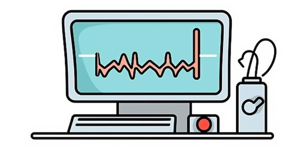 Foto um monitor de computador com um monitor de batida cardíaca nele