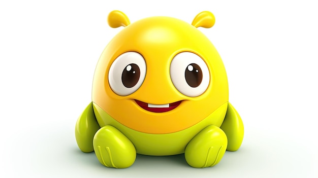 um monstro amarelo com olhos grandes senta-se em um fundo branco