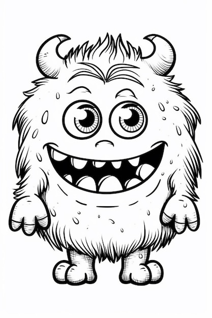 Um monstro de desenho animado com olhos grandes e um grande sorriso generativo ai