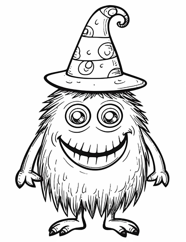 Foto um monstro de desenho animado com um chapéu na cabeça ai generativa