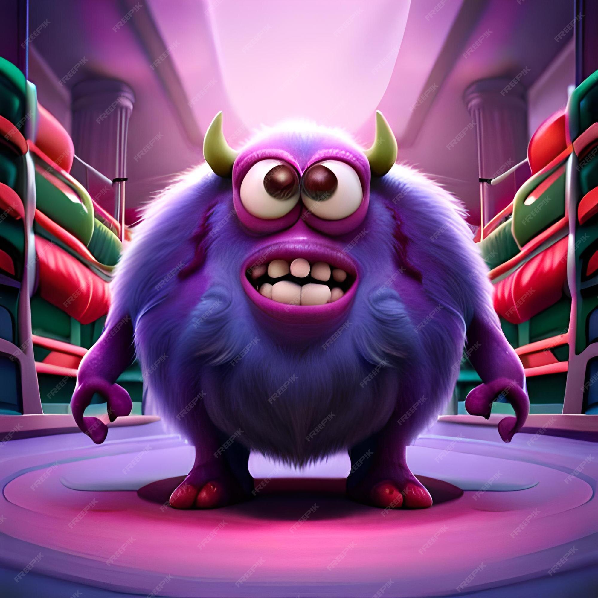 personagem monstro de desenho animado fantasia roxo - Stockphoto