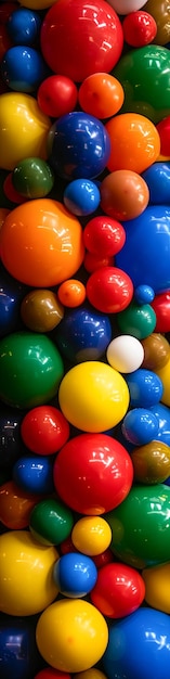 Um monte de balões coloridos em fila