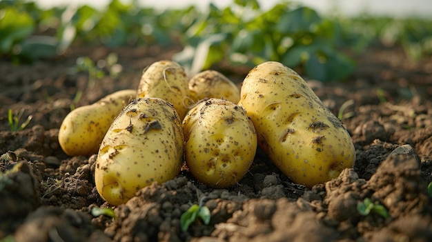 Um monte de batatas no campo