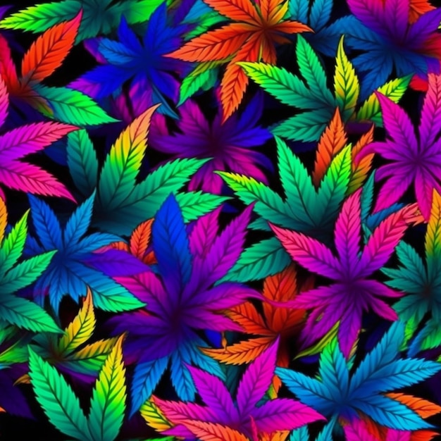 um monte de folhas coloridas estão dispostas em um padrão generativo ai