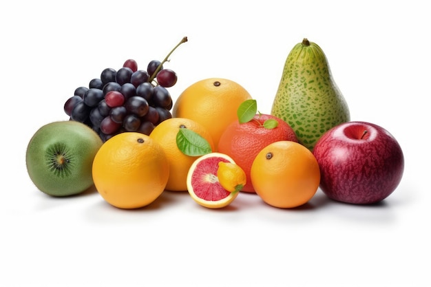Um monte de frutas, incluindo uma pera, pera e pera