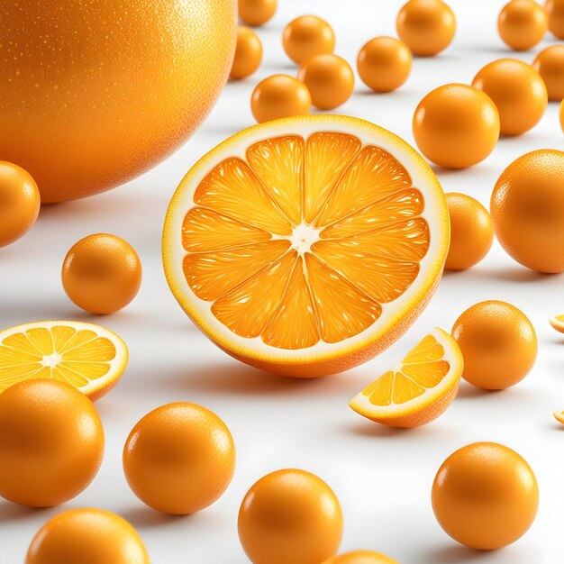 um monte de laranjas numa mesa