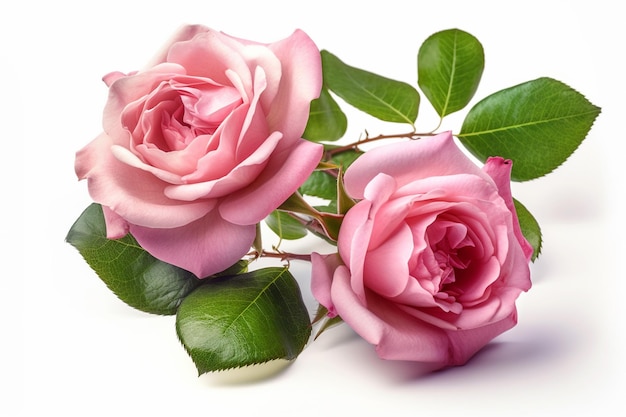 Um monte de rosas cor de rosa em um fundo branco