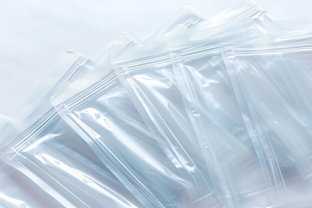 Um monte de sacos de plástico transparentes com fechadura