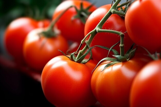 Um monte de tomates em uma videira