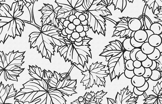 um monte de uvas com folhas e bagas em um fundo branco
