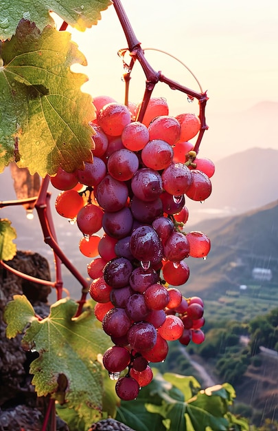 um monte de uvas penduradas de uma videira