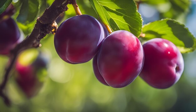 Foto um monte de uvas que estão penduradas numa árvore