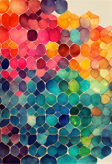 Um mosaico colorido de círculos com a palavra amor